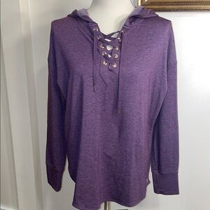 Free 2 Be Purple Hoodie. Size XXL. Long Sweatshirt w scoop hemline. Super soft